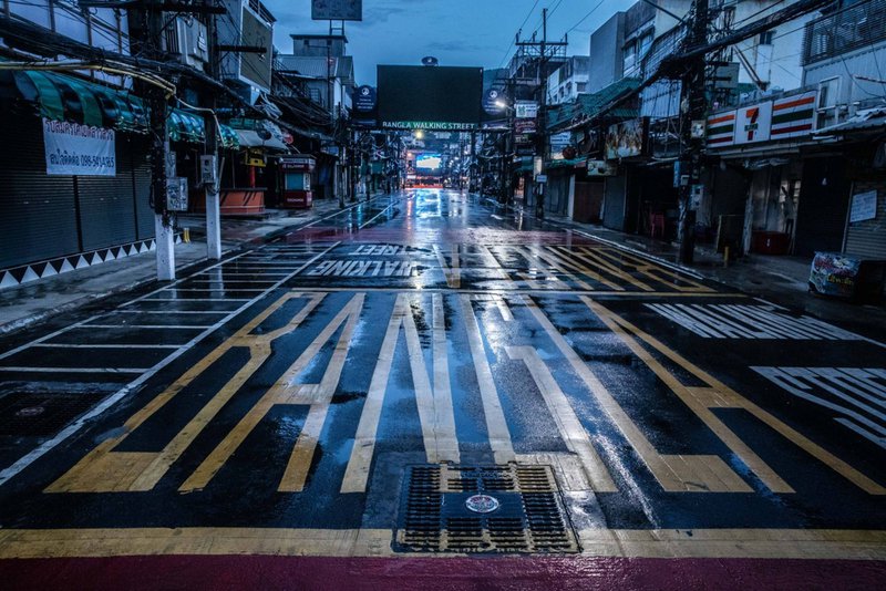 Bangla Road stands empty in Patong, Phuket, Thailand, on Saturday, Dec. 19, 2020.