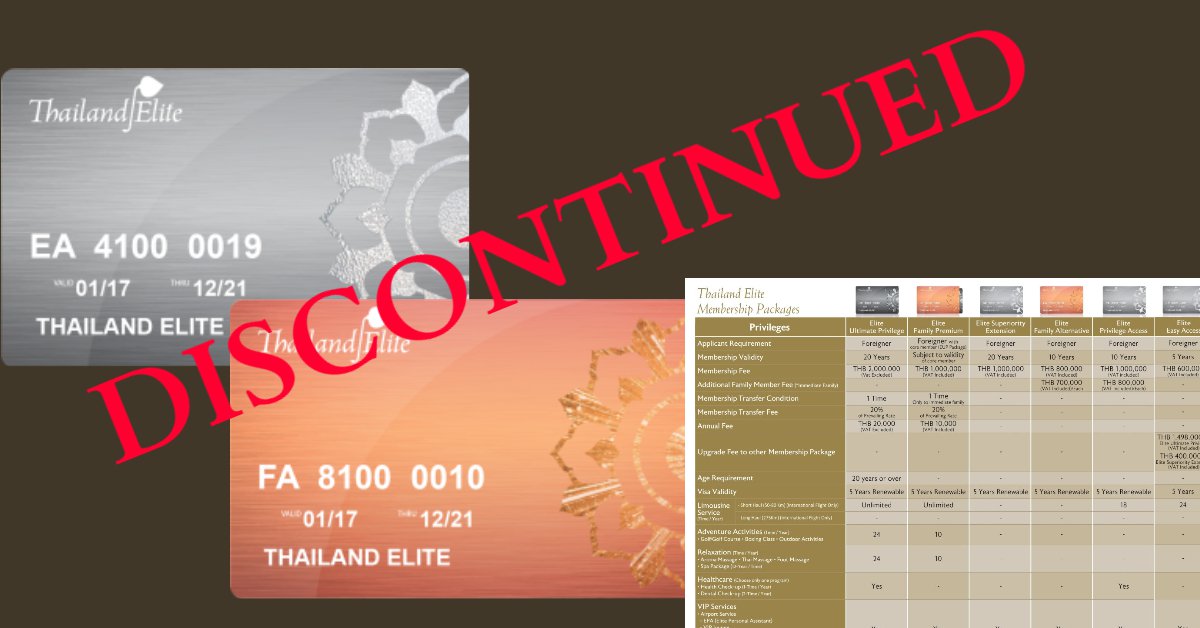 Discontinuation of Current Thailand Elite Visa Membership programs by 15th September 2023 cover